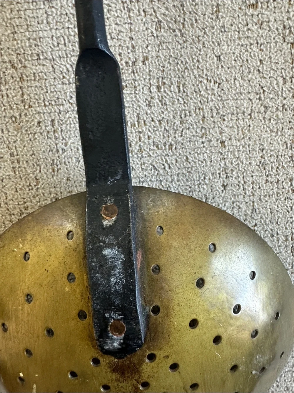 Authentic 19th Century Hand-Forged Brass & Iron Hearth Utensil Set